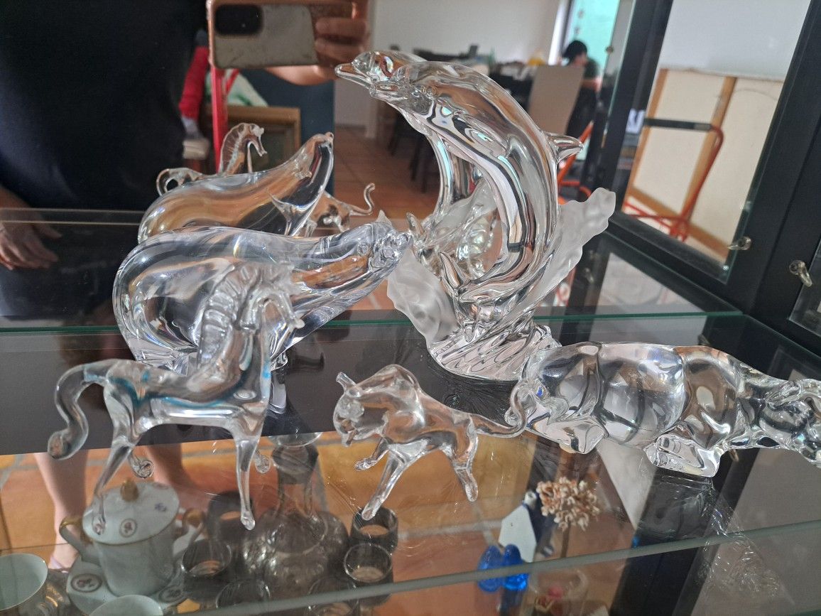 FREE  5 Pcs Vintage Clear Glass Art