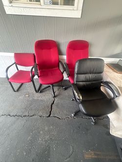 Lot of 4 Black Used Office Chairs and 3 Ref Chairs (Free)