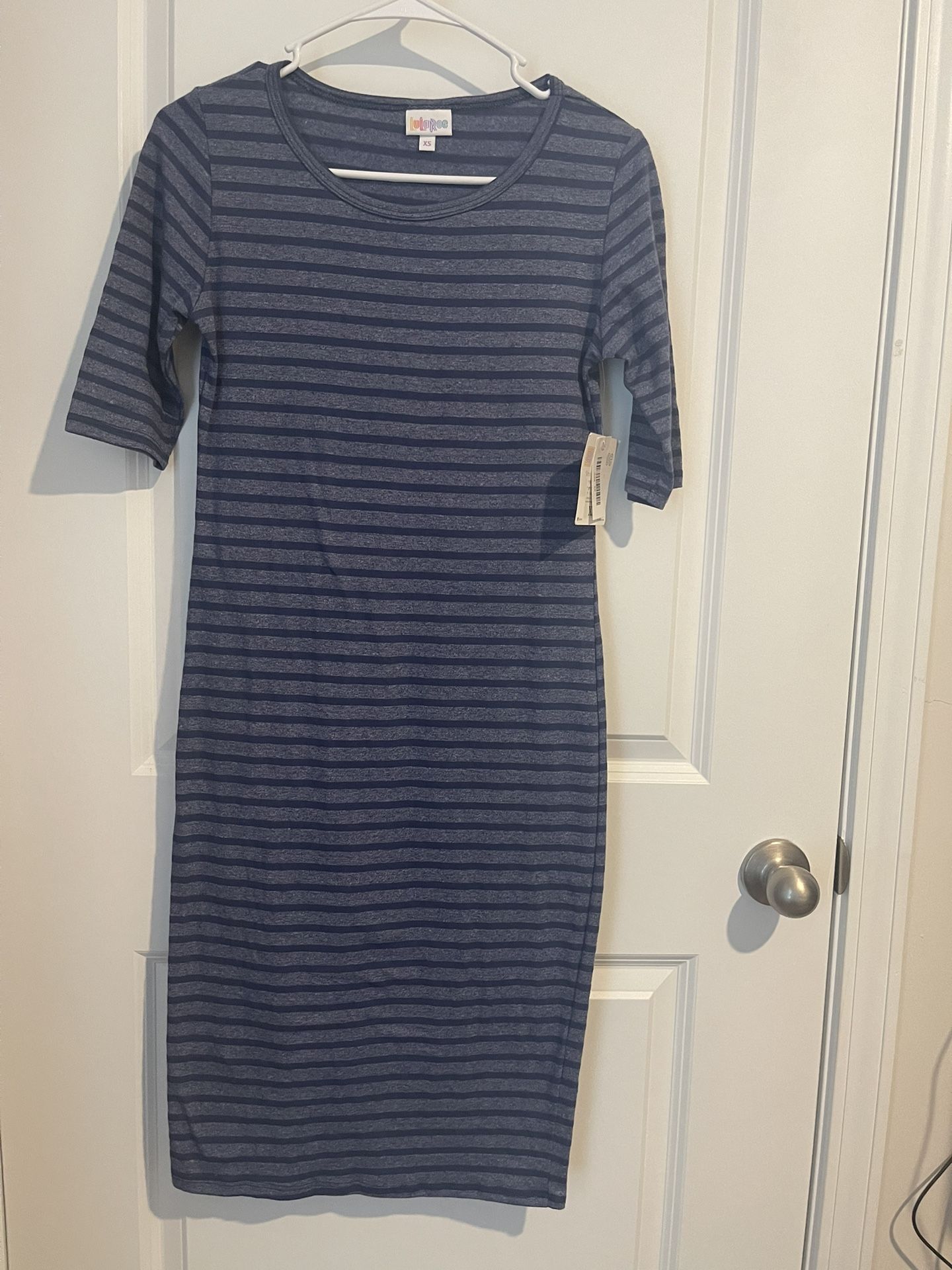 NWT Size XS LuLaRoe Blue Stripes Tee Shirt Dress