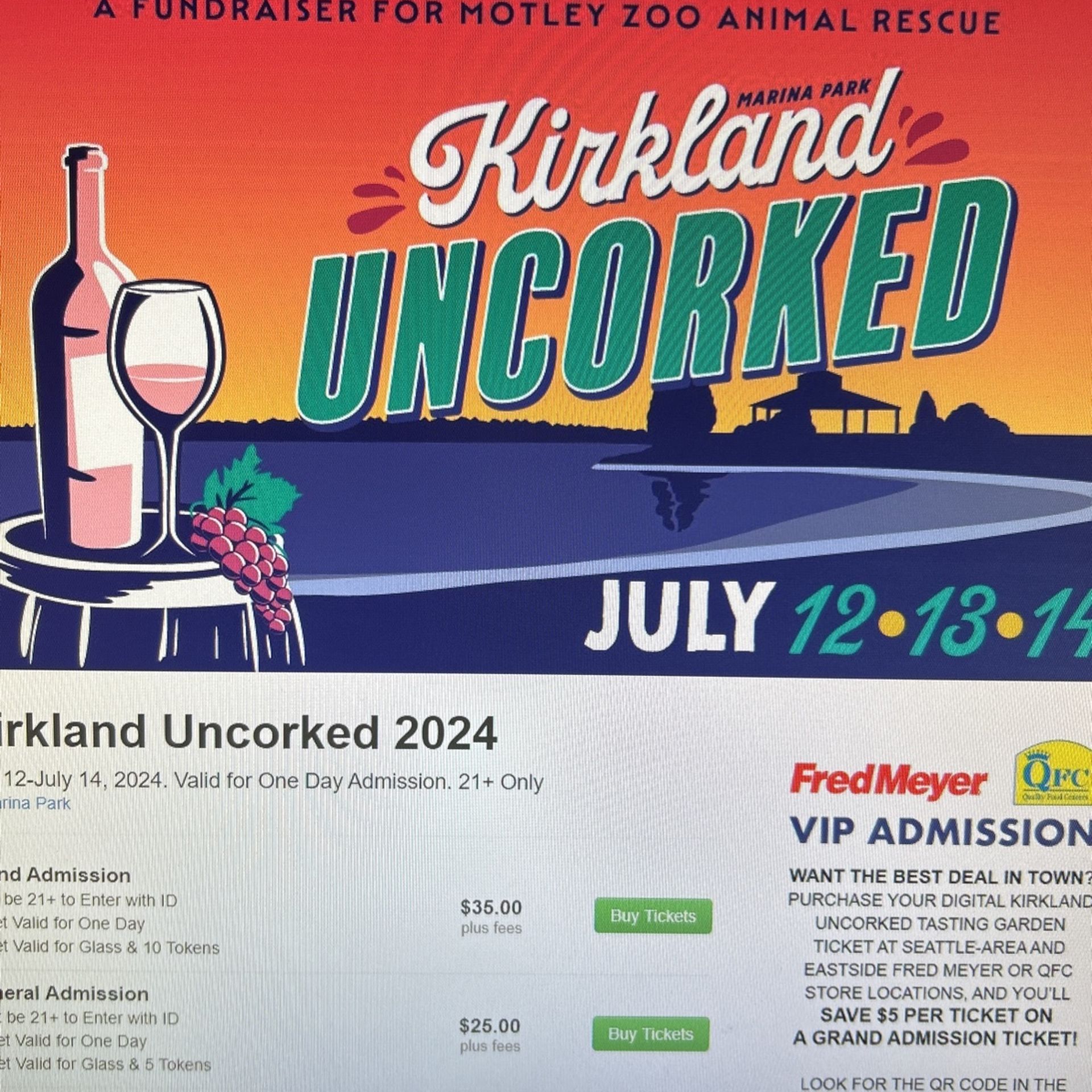 Kirkland Uncorked Tickets