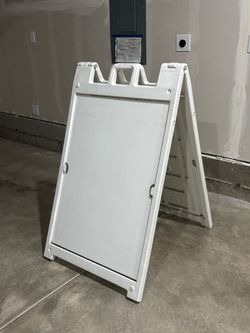 White Plastic A-Frame Sidewalk Sign Stand