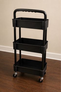 Black 3-Tier Rolling Storage Cart