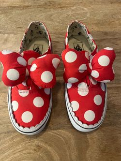 RARE Vans x Disney Minnie Mouse Authentic Gore Bow Sneakers Red White 9 Womens