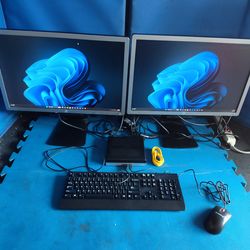 $200 Firm, Yes, It's Available, HP Elitedesk Dual Monitor Workstation, AMD Ryzen 5 Pro 3400g, Vega 11 Graphics, 8gb Ram, 120 Gb SSD, Wifi, W11 Pro