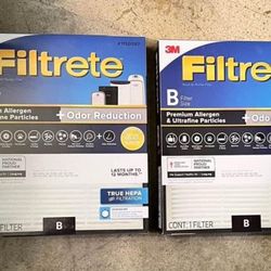 2 3M Filtrete TRUE HEPA Air Purifier Filter 1150097 Size B Allergen Odor Defense