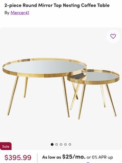 2-Piece Modern Mirrored Coffee Table Set