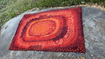 Abstract Swedish Vintage Ryamatta Rug 