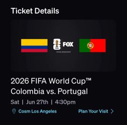 Cosm World Cup 2026 Colombia vs Portugal General Admission