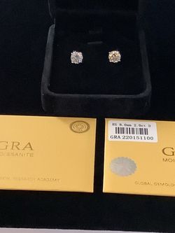 Moissanite Diamond 2 Carat Sterling Silver Earrings With Moissanite Certification YES PASSES Diamond Tester Shines Better Looks Better and Shines Brig