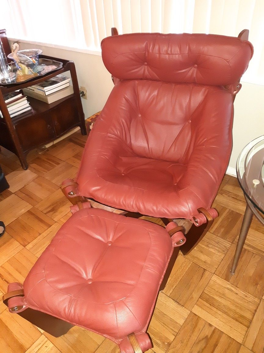 Beautiful and Comfortable leather chair and ottoman