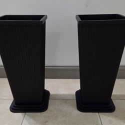 PAIR of 24" (Tall) Black Resin Planters @ Lasting Creations 