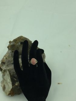 925 STER Silver Pink Chrysoprase Ring 8