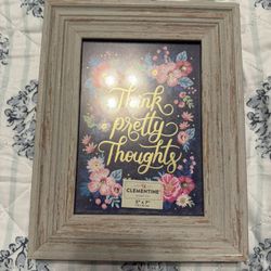 🌸 Brand New Rustic 5x7 Picture Frame – Farmhouse Style – “Think Pretty Thoughts”