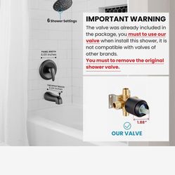 gotonovo Tub Shower Faucet Set Shower Head and Handle Set 6 Modes 6 inch Bathroom Trim   Black e,  C15B Br