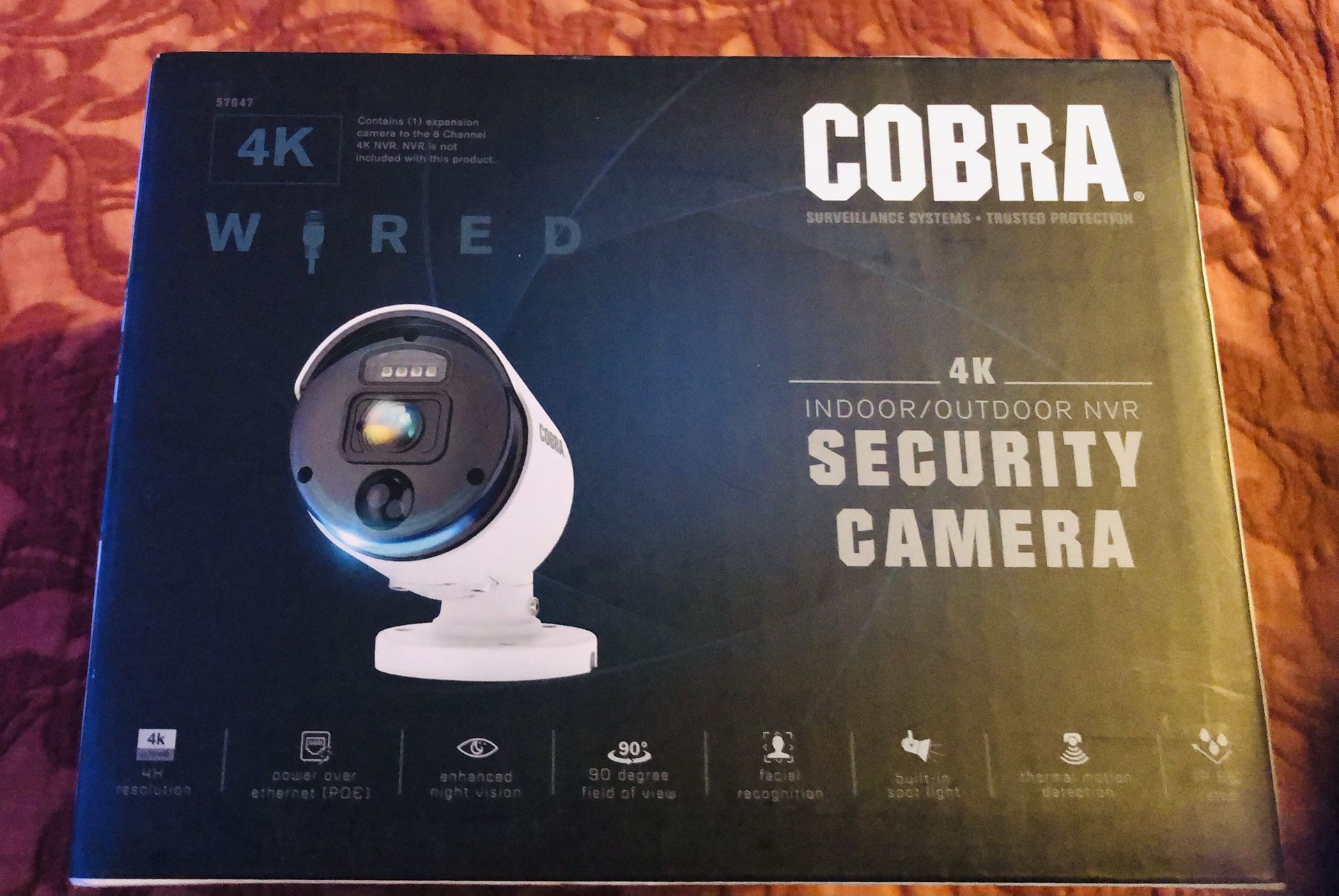 COBRA 57647 4K Indoor/Outdoor NVR Security Camera