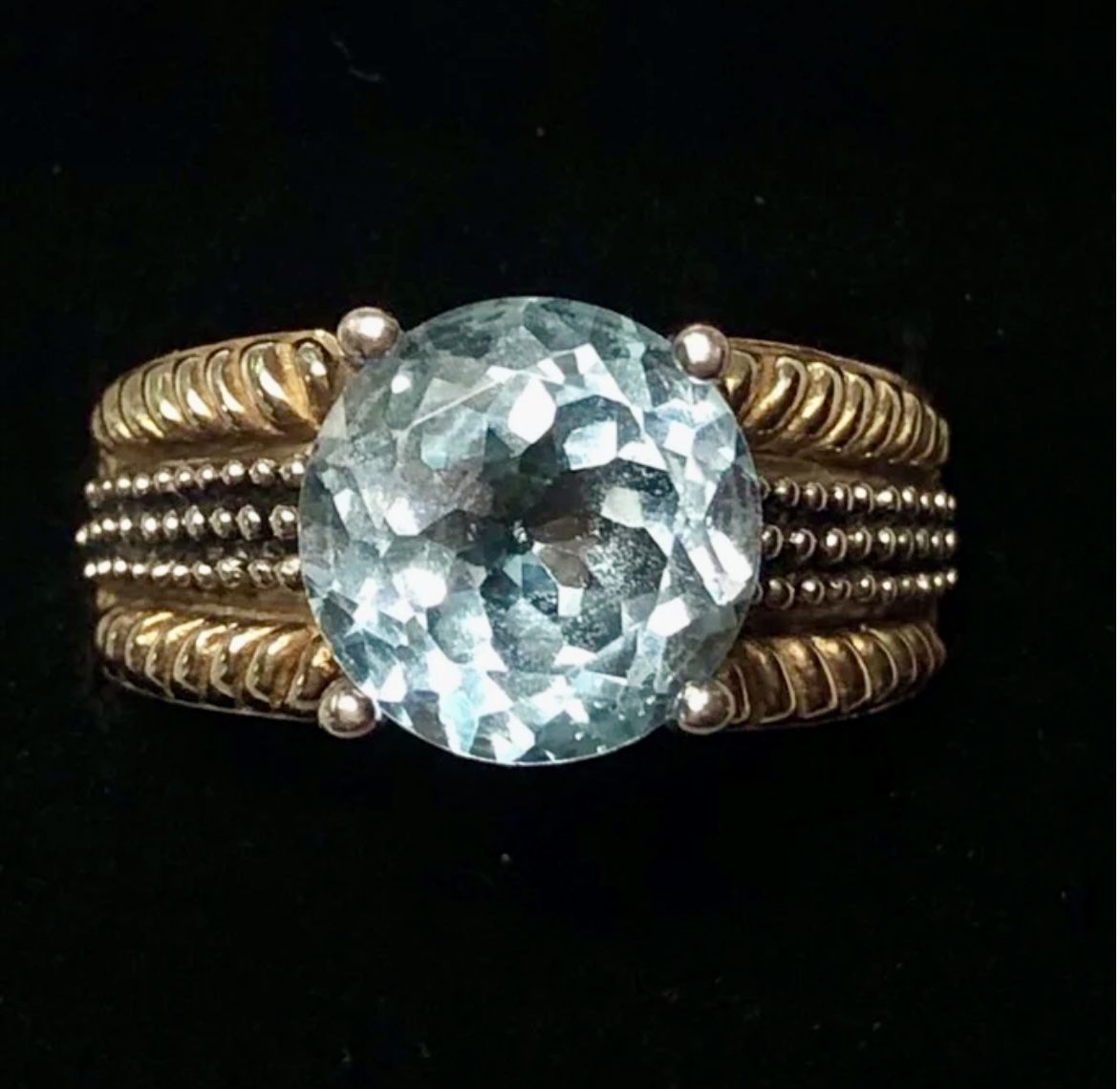 Sky Blue Topaz Sterling Silver and Gold over Sterling Silver Ring