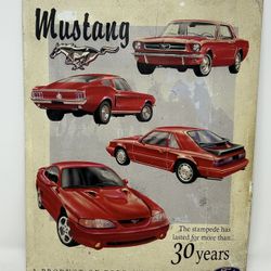 Ford Mustang Metal Tin Sign 30 Years Classic Car Garage Wall Decor