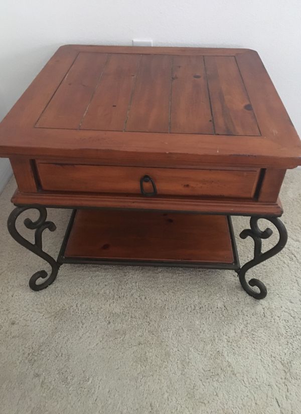 Beautiful end tables and coffee table solid wood metal ...