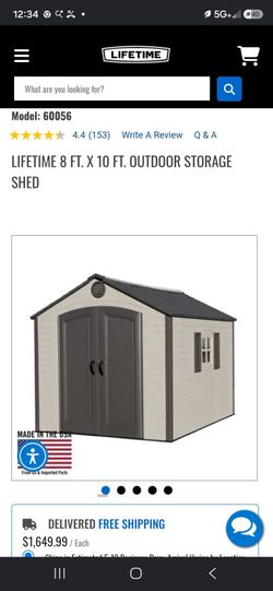 Lifetime 8 x15  vinyl shed classic tan dEL.\nIvery and set up included local san diego$2499