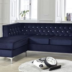 BLUE VELVET SECTIONAL 😍😍😍