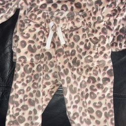 velour leopard print sweatshirt and jogger set 