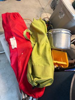 Red and Green Camping Gear Bags