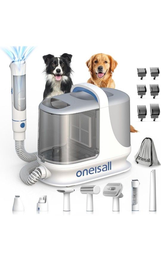oneisall Dog Grooming Vacuum, 13000Pa Powerful Dog Hair Vacuum with Dog Clippers & Shedding Brush 7 Grooming Tools Dog Grooming Kit, 3L Dust Cup Pet G