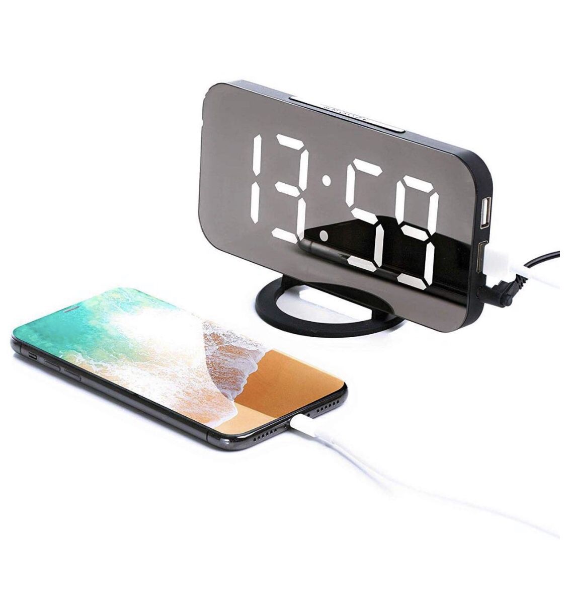 Digital Alarm Clock - Stylish led Clock with 2 USB Ports - 6.5 inch Display Stylish led with Automatic Brightness Control. ***NEW