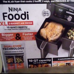 Ninja Foodi XL 2-basket Air Fryer w/Dual Heat Technology. **Brand New In Box Never Opened. 