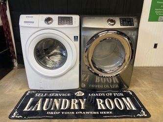 Samsung Front Load Washer Dryer Set – White Washer & Platinum Steam Dryer – Large Capacity – Excellent Condition
