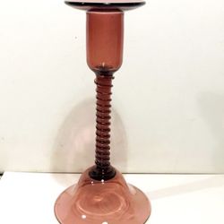 Vintage Hand Blown Glass Pairpoint Amethyst Candle Holder 10” Tall.