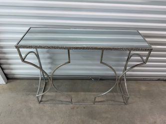 Glass Top Metal Console Table – Decorative Entryway Table