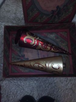 Decorative Christmas Cone Ornaments Set of 2