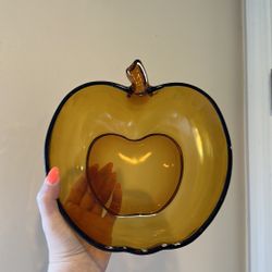 Vintage Hazel Atlas Orchard Amber Glass Apple Bowl