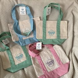 Trader Joe’s Mini Pastel Canvas Tote Bags – Set or Individual 🌸
