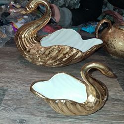 Large Set Of Vintage "WeepingGlass" Handpainted In 22kt Gold