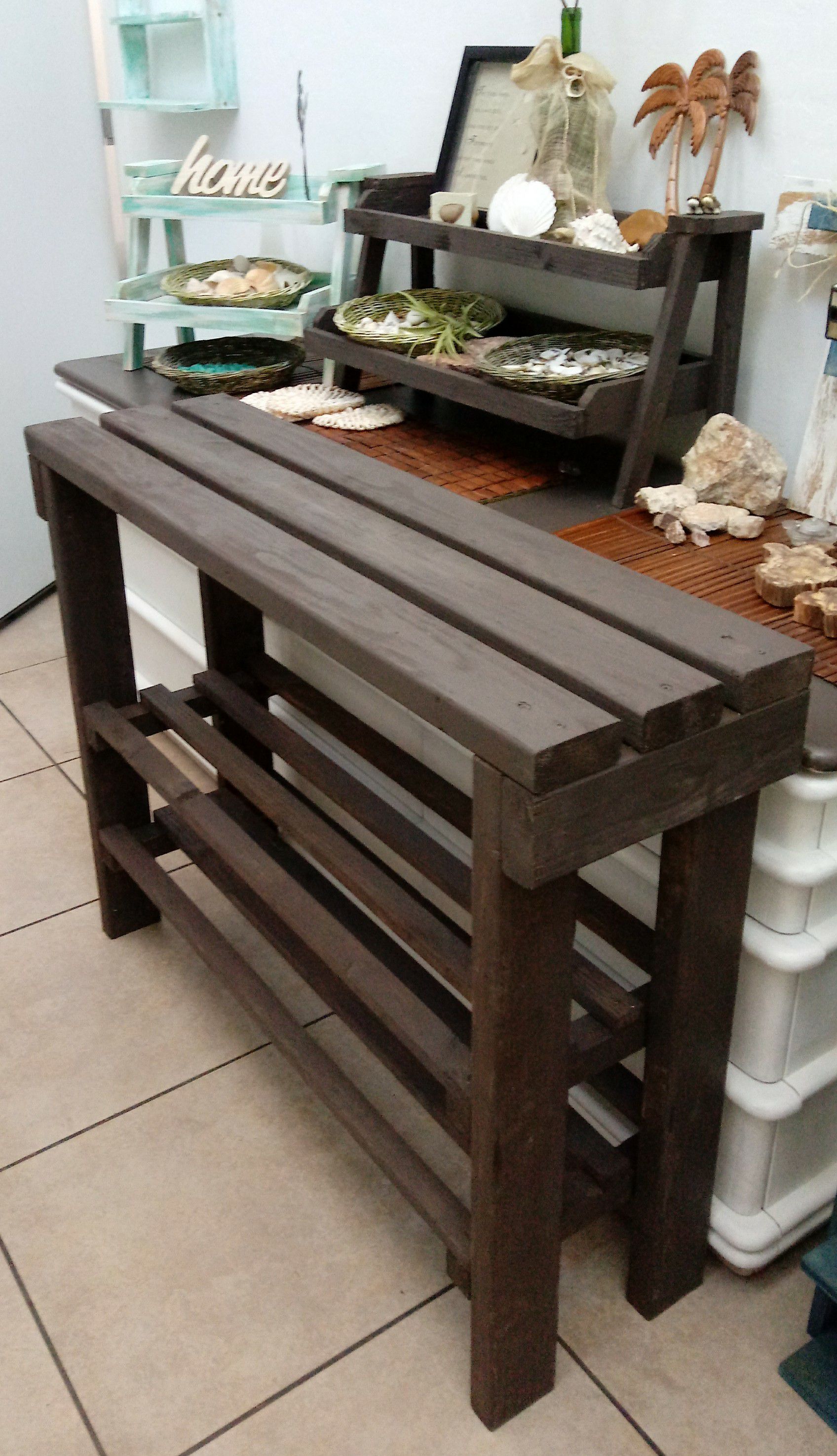 30"H X 40"W X 12"D (3 Planks) 🌱Solid Wood Entryway Console/a Coffee Buffet Table with 2 Shelves ::: Rustic Havana Coffee