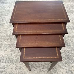 4 Vintage Nesting Tables /with Inlay