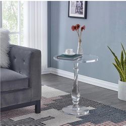 LIKENOW Acrylic End Table,Acrylic Side Table,Modern Nightstand With Clear Small Round Top And Solid Post For Living Room,Bedroom And Lobby 18.9x18.9x2