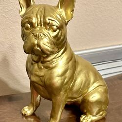 Golden French Bulldog Statue 