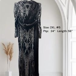New Black With Sequin Formal Dress- Size: 2XL