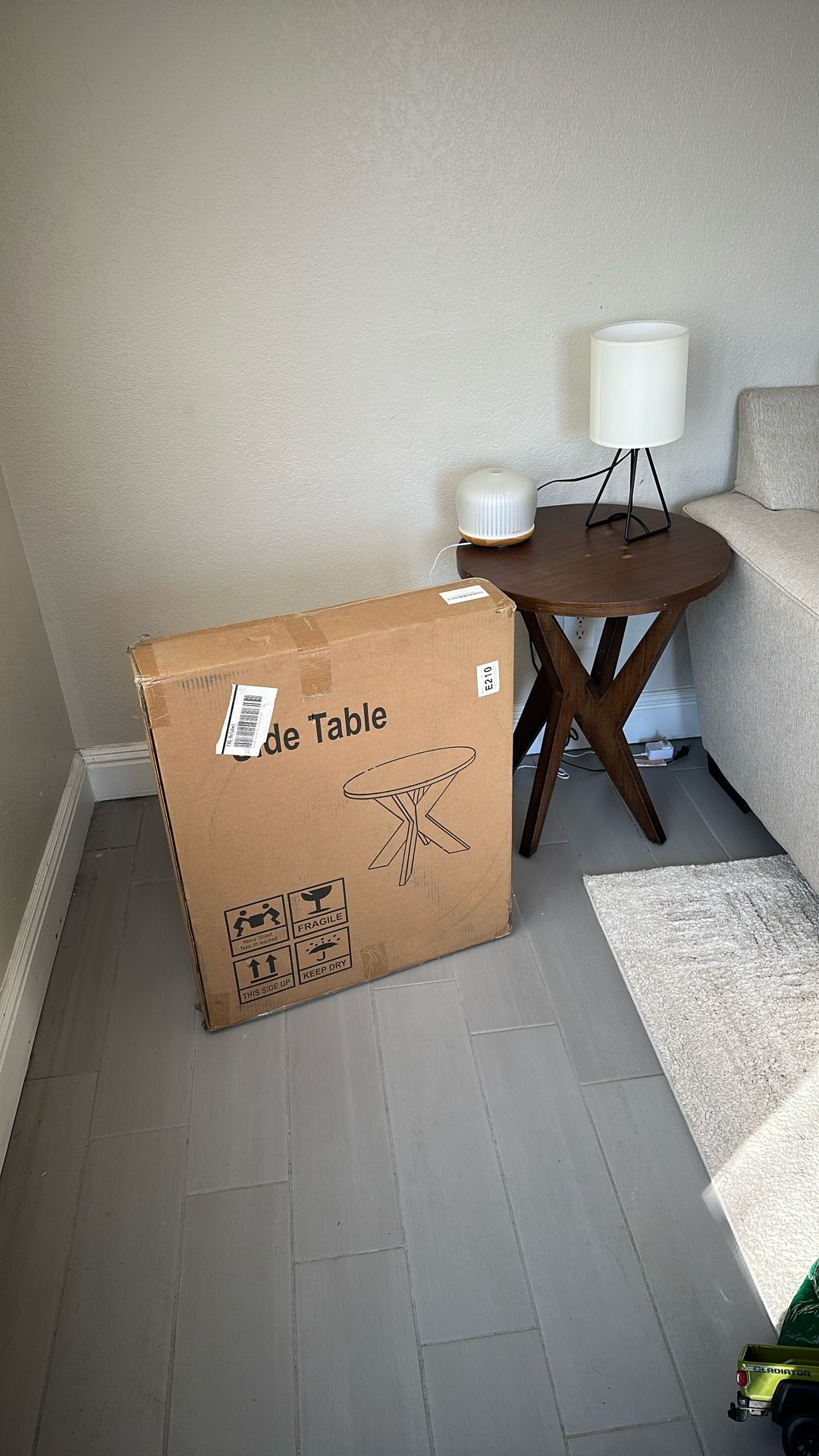 Brand New Unopened Wooden Side Table. Same as in pics