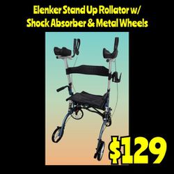 New Elenker Stand Up Rollator w/ Shock Absorber & Metal Wheels: Njft