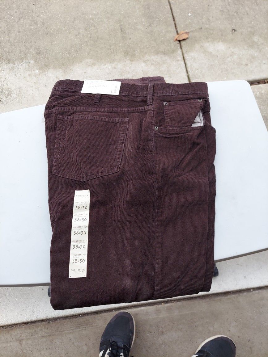 Sonoma Mens Brown Courdoroy 38x30 Pants