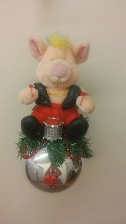 Rock and roll pig ornament