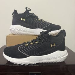 US Men's Size 10 - Under Armour Harper 9 Turf Black Metallic Gold (contact info removed)-001