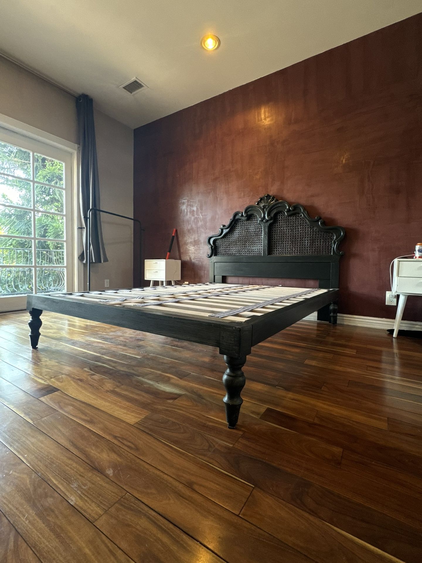 black wood vintage queen bed frame