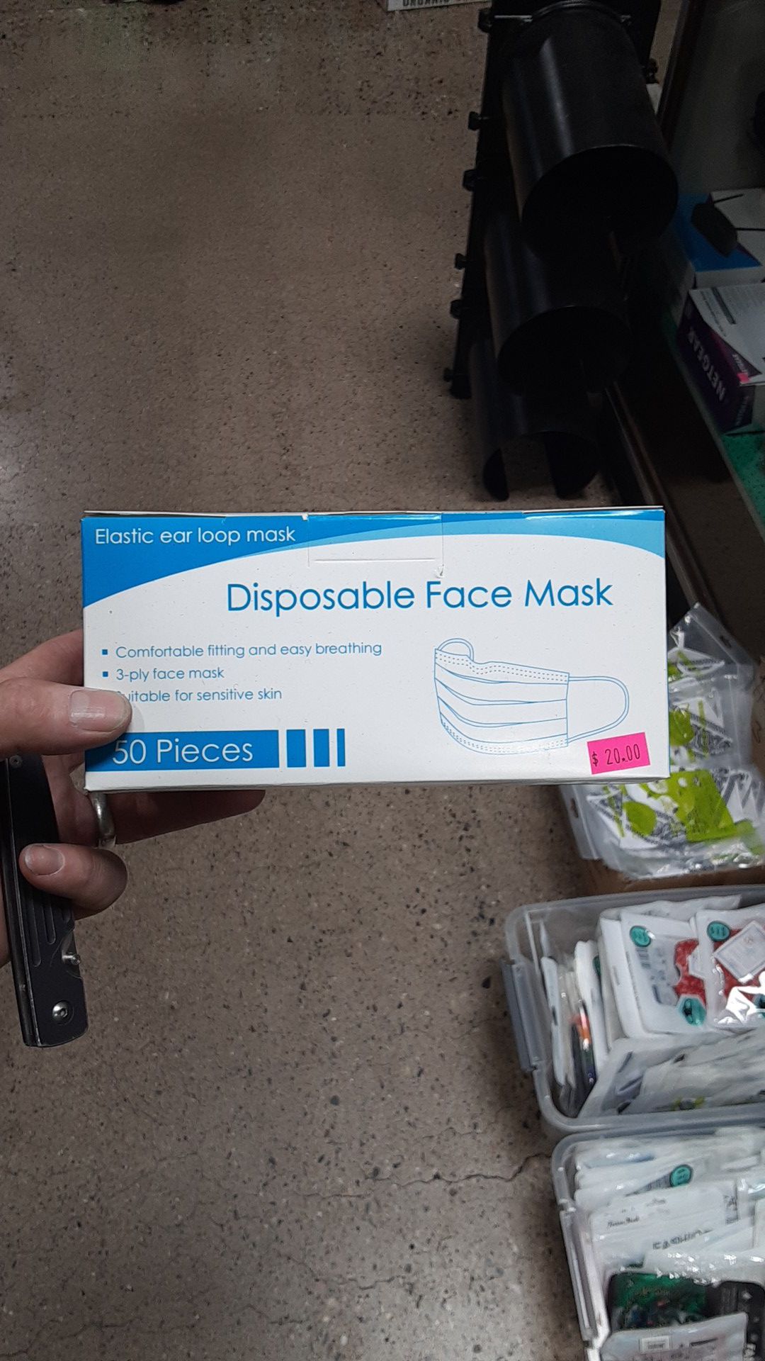 50 piece disposable face mask 3-ply new in box 50-pack