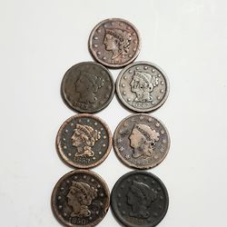 Lot of (7) Large Cents - Antique U.S Coins