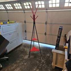 Free Standing Coat and Bag Rack With Shelves 